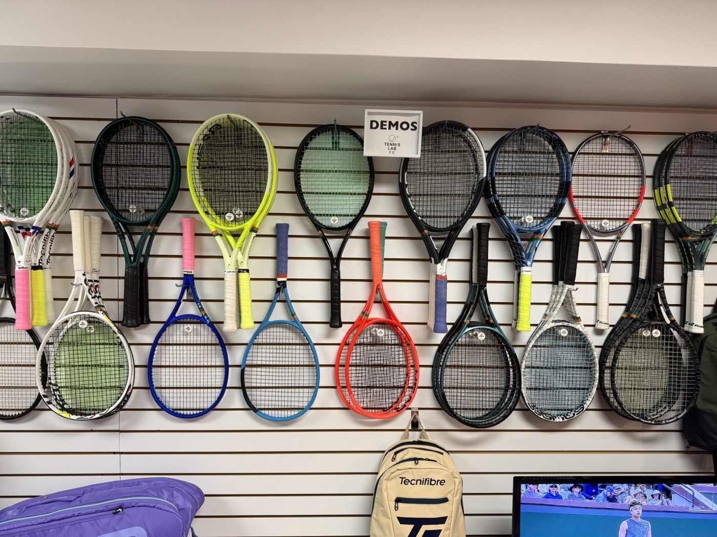 Tennis racquets available in the Lab Demo Program at Tennis Lab FX